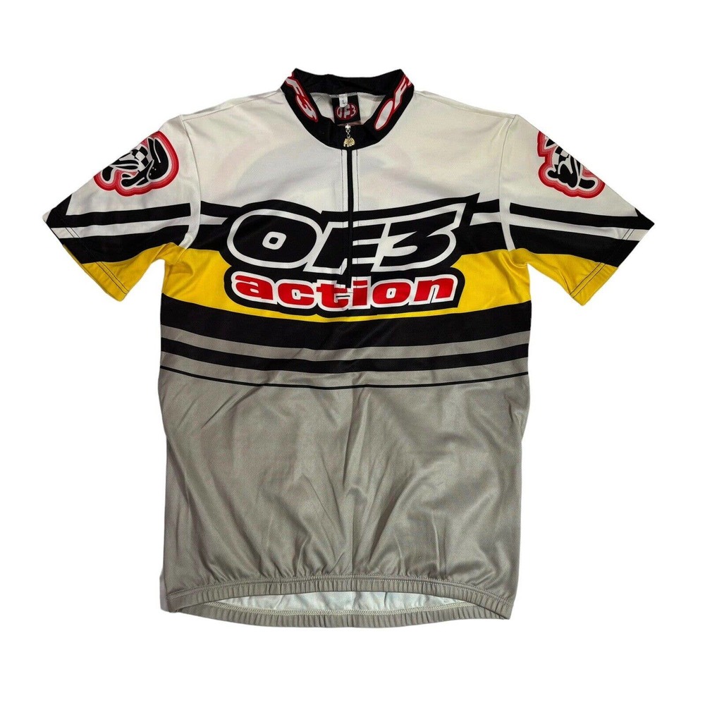 OF3 Action Cycling Jersey Size Large Yellow White Gray